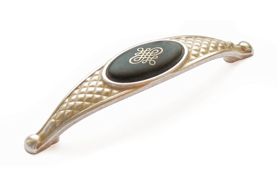 фото 15176p128ex.47 marella ручка-скоба grace,восточное сер./фарфор черн. мат.,платина,128мм (распродажа)