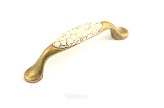 m10.01.a1.d1g giusti. ручка-скоба, бронза "античная флоренция", фарфор слоновая кость,золотые трещинки, 96 мм 