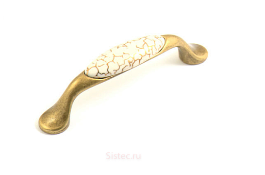 фото m10.01.a1.d1g giusti. ручка-скоба, бронза "античная флоренция", фарфор слоновая кость,золотые трещинки, 96 мм 