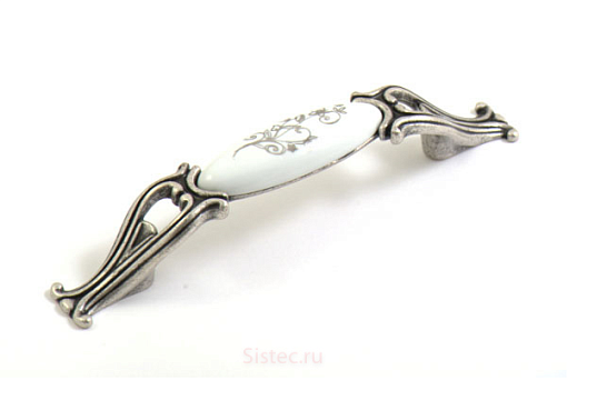 фото m81.00.f7.e8g giusti. ручка-скоба, серебро,фарфор,96 мм 