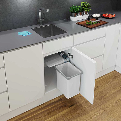 фото мусорное ведро envi single 10 л, распашной фасад 400 мм, серый