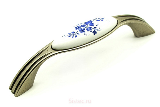 фото ручка up17-0096-ga011-wht-16 bello патинир. никель/белый  фарфор, 96мм, gamet (распродажа)