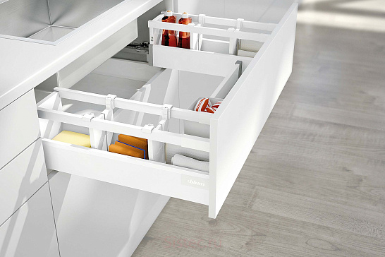 фото ящик под мойку tandembox antaro,m+1 рел.,d,500мм,белый шелк