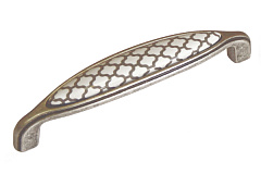 15178p12815.25 marella ручка-скоба cosmopolitan,стар. серебро/фарфор белый, декор,128мм (распродажа)