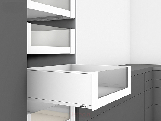 фото legrabox pure c,высокий внутр,панель с вставкой,350 мм,белый шелк