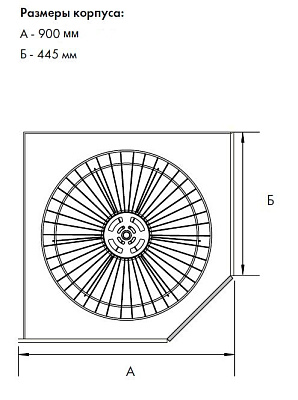 фото vauth-sagel нижняя угловая карусель 4/4 на оси в корпус 900х900 мм, d полок 720 мм, корзины - сетка
