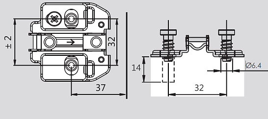 фото pivot star монтажная планка h=0 dtc snap-on с евровинтами 3d (0015363 )