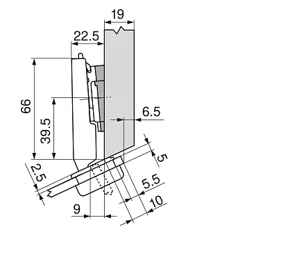 фото петля clip top для стекл.дверей,угловая +20°